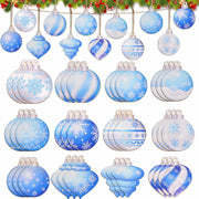 HOWAF 36pcs Wooden Snowflake Ball Ornaments Xmas Tree Decorations