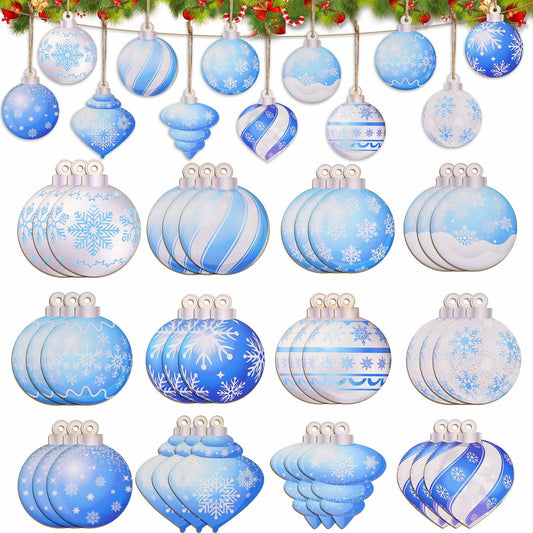 HOWAF 36pcs Wooden Snowflake Ball Ornaments Xmas Tree Decorations