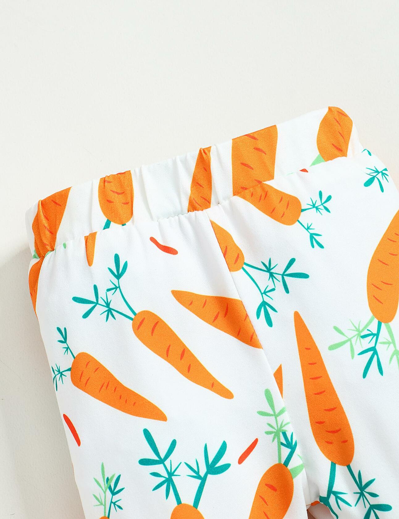 FoWear Baby Boy Easter Outfit Romper & Carrot Print Pants 4PCS Size 3-6M