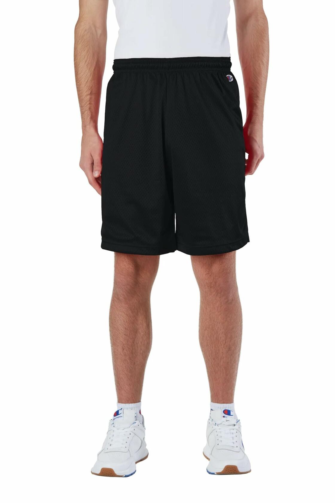 Champion Men's Polyester Mesh 9" Athletic Shorts Black Pack of 2 Size M