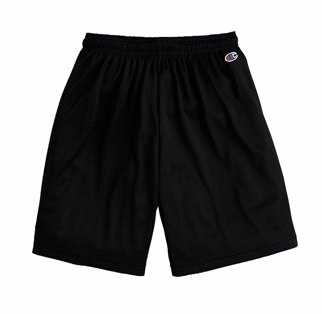 Champion Men's Polyester Mesh 9" Athletic Shorts Black Pack of 2 Size M