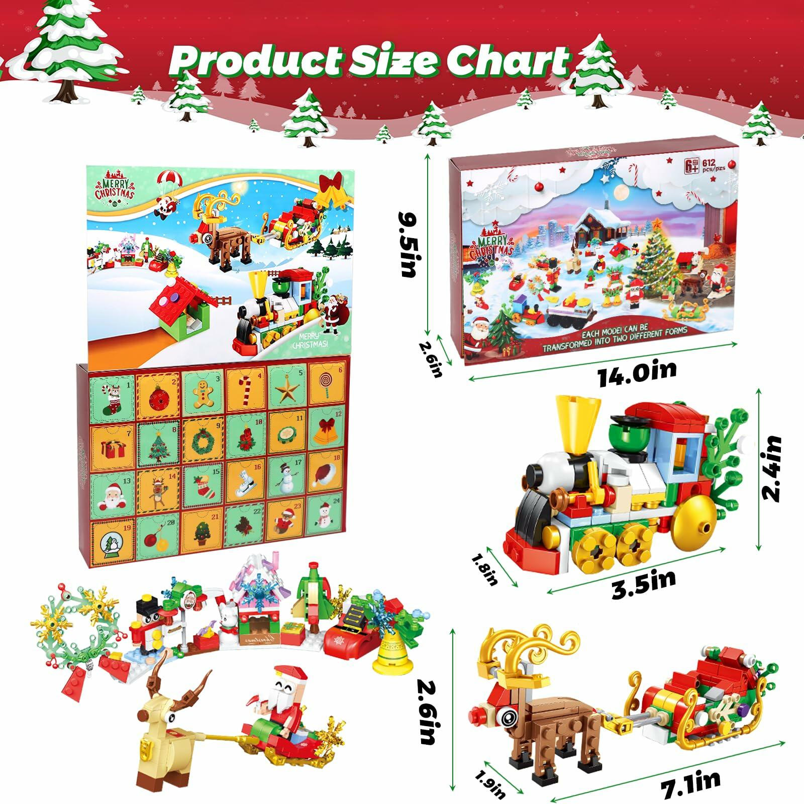 Advent Calendar 2024 Building Blocks Set 12-in-1 Countdown to Christmas