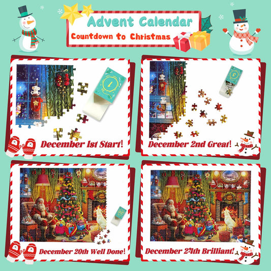 Wowok 2025 Advent Calendar Jigsaw Puzzle 1008 Pieces 24 Parts Christmas