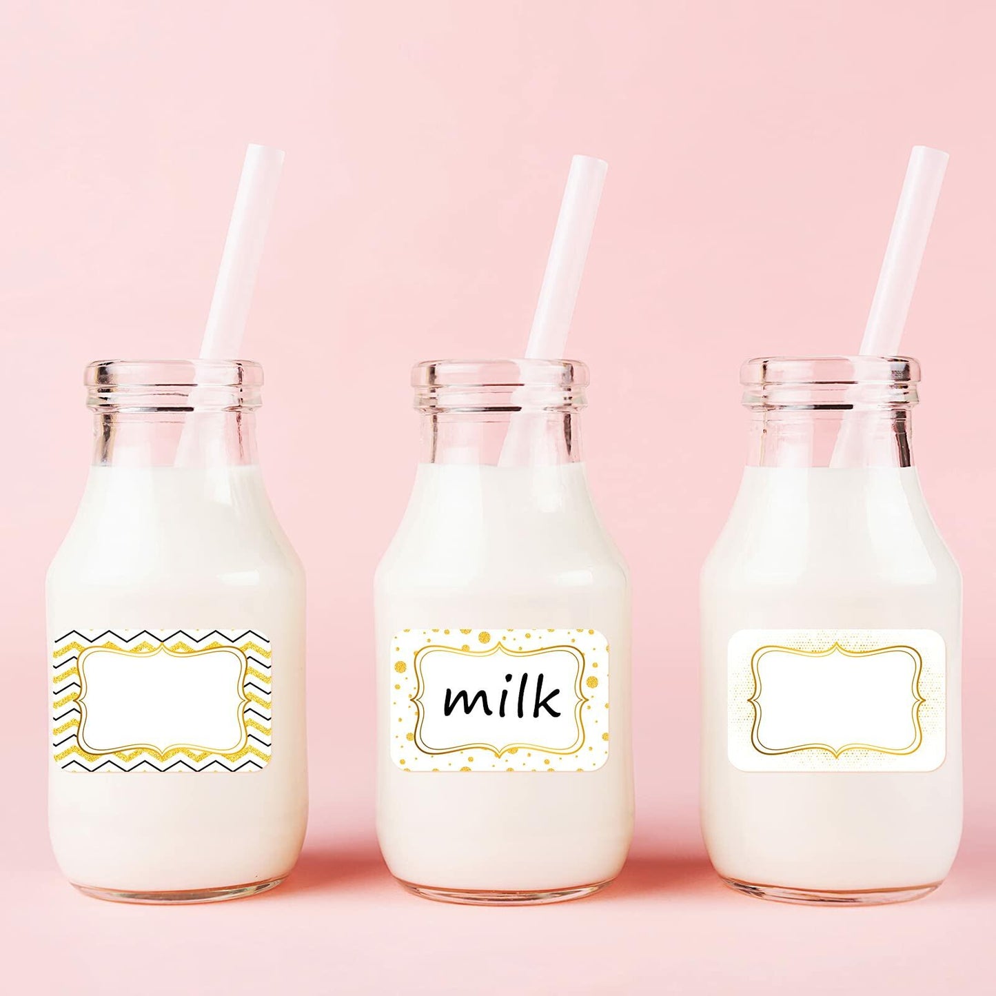 200pcs Name Tag Stickers Party Labels Personalized 3.2x2.1in Gold Border