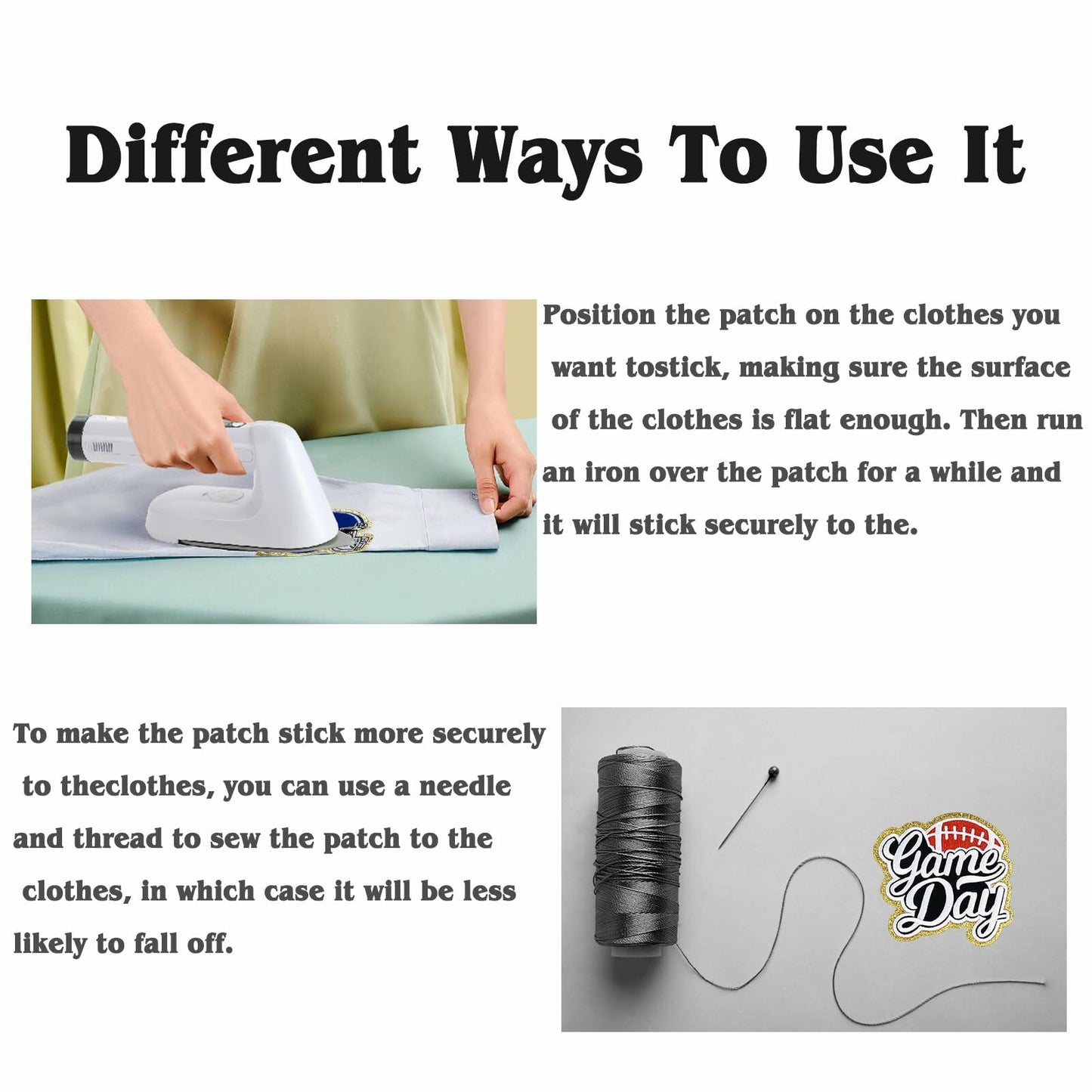 Tmtains 6Pcs Game Day Embroidered Iron-On Patches Football Helmets Black