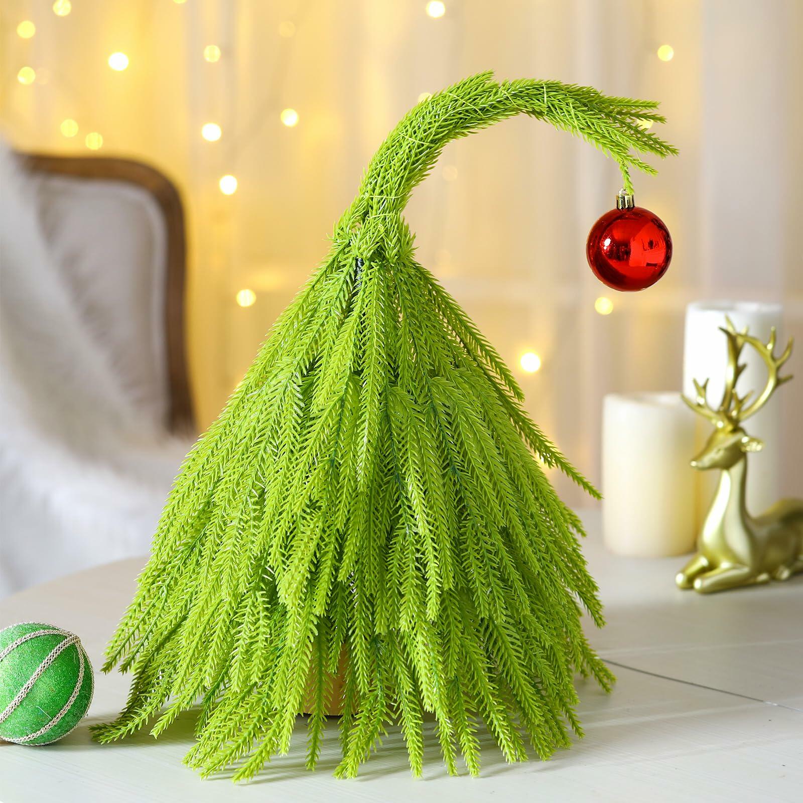 Civaner 18 Inch Lime Green Mini Artificial Christmas Tree with Red Ball