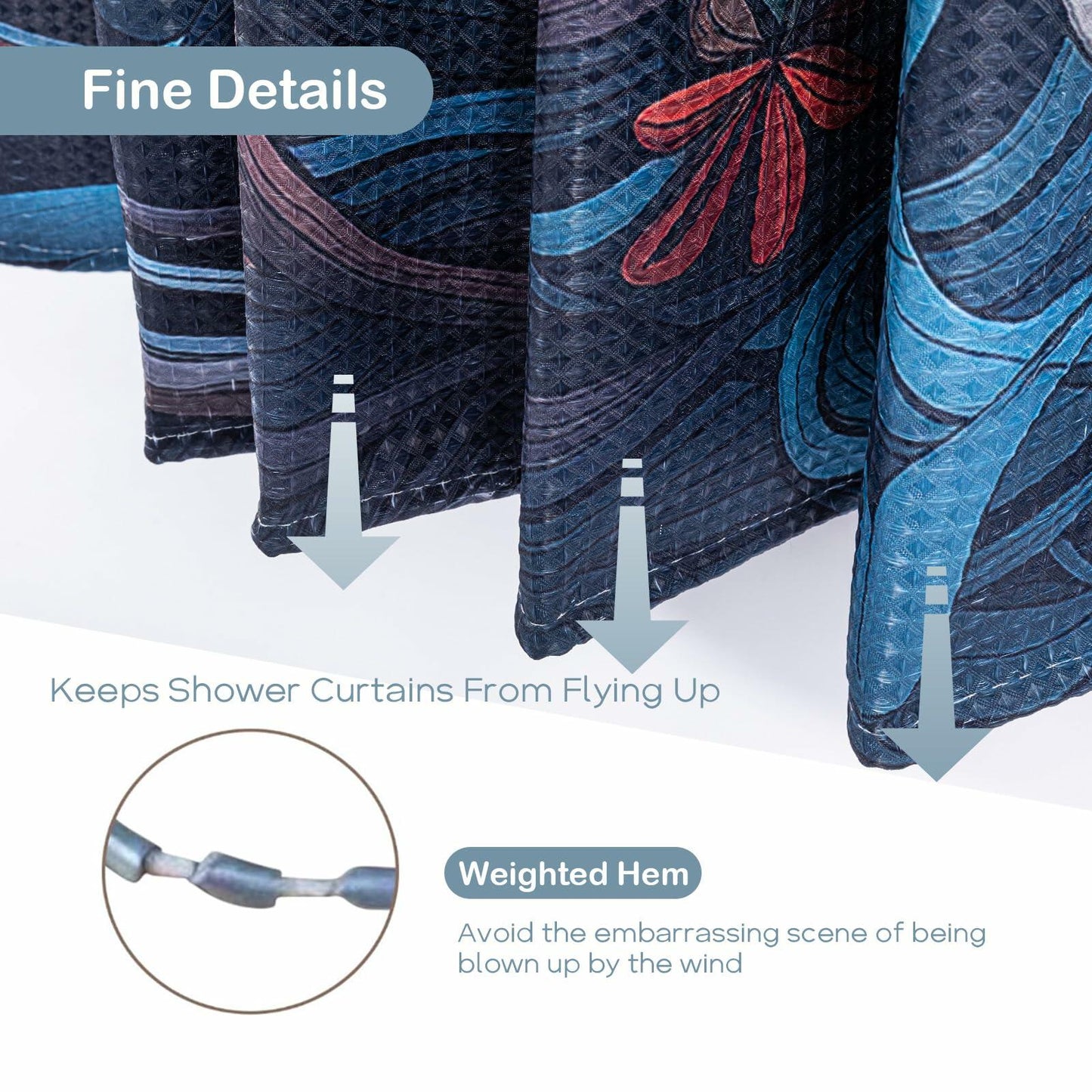 WOHEWREY Floral Waterproof Shower Curtain Green 72x72 Inch with 12 Hooks