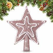 [Like New] Hollowfly Glitter Mini Star Christmas Tree Topper Rose Gold 4 Inch