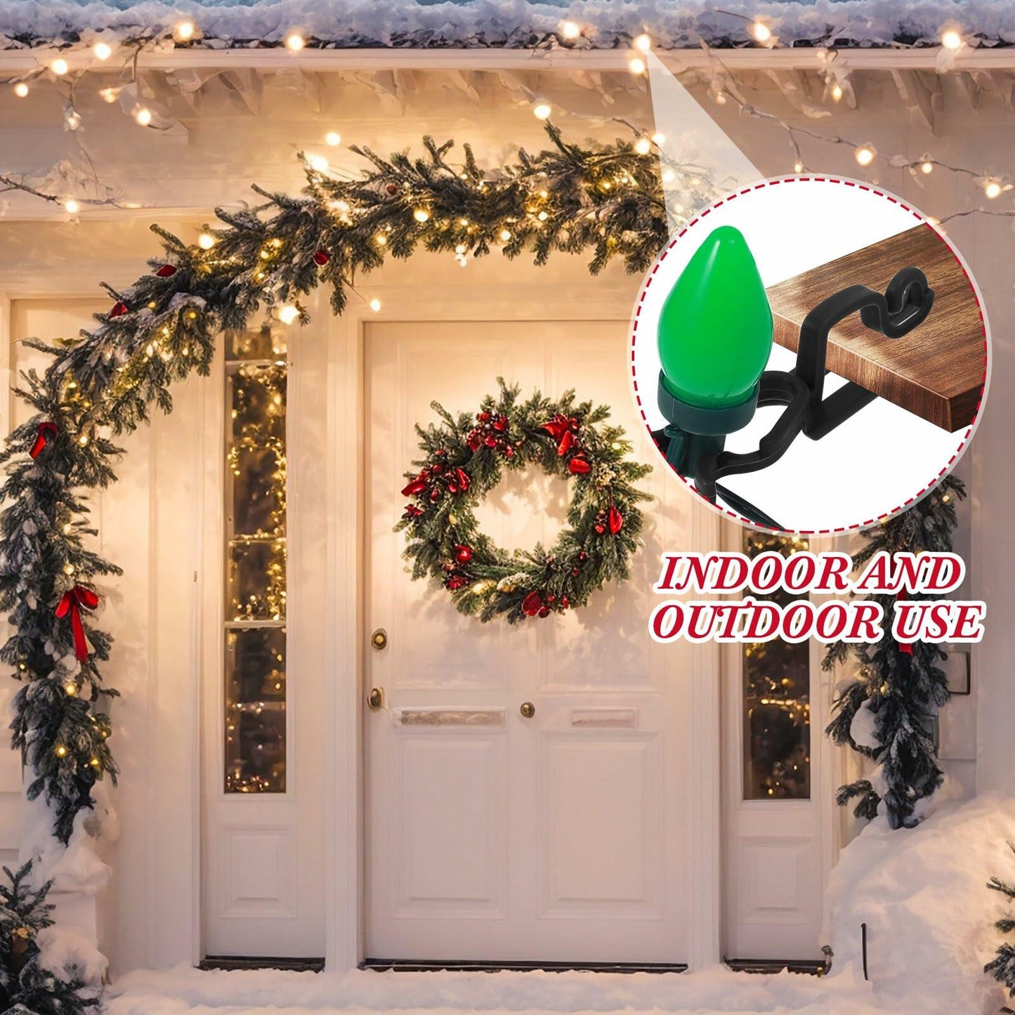 Blulu 25 Pcs Light Clips Hooks Gutter Clips for C9 C7 C6 Roof Black