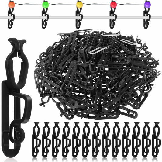 Blulu 25 Pcs Light Clips Hooks Gutter Clips for C9 C7 C6 Roof Black