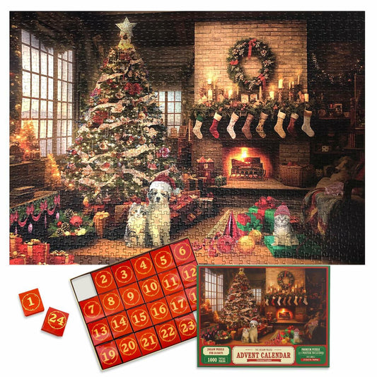 Christmas Advent Calendar 2025 Jigsaw Puzzle 1000pcs 27.6x19.7in Fireplace