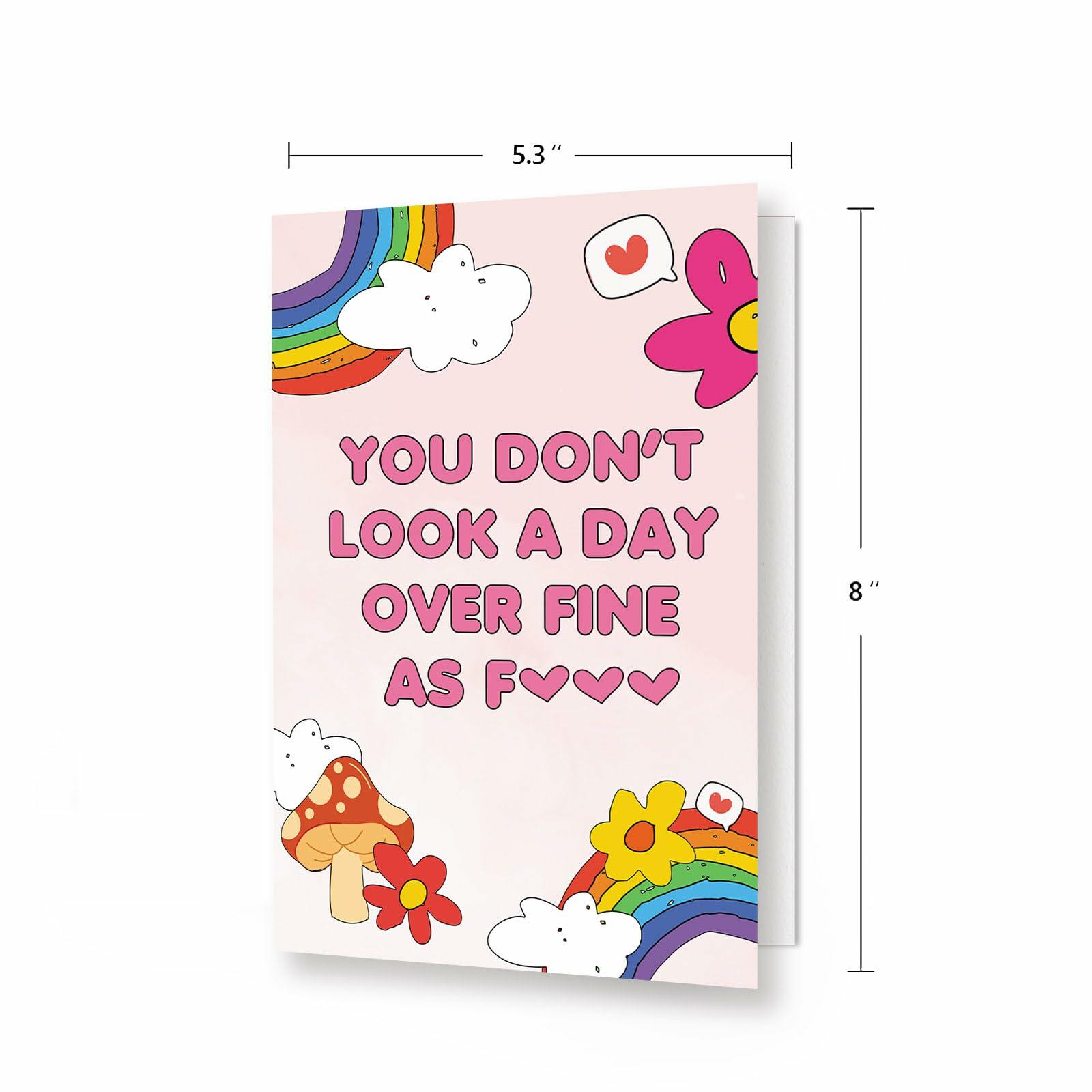 ICOOLYI Funny Birthday Card for Her Humorous Rainbow Unique Playful