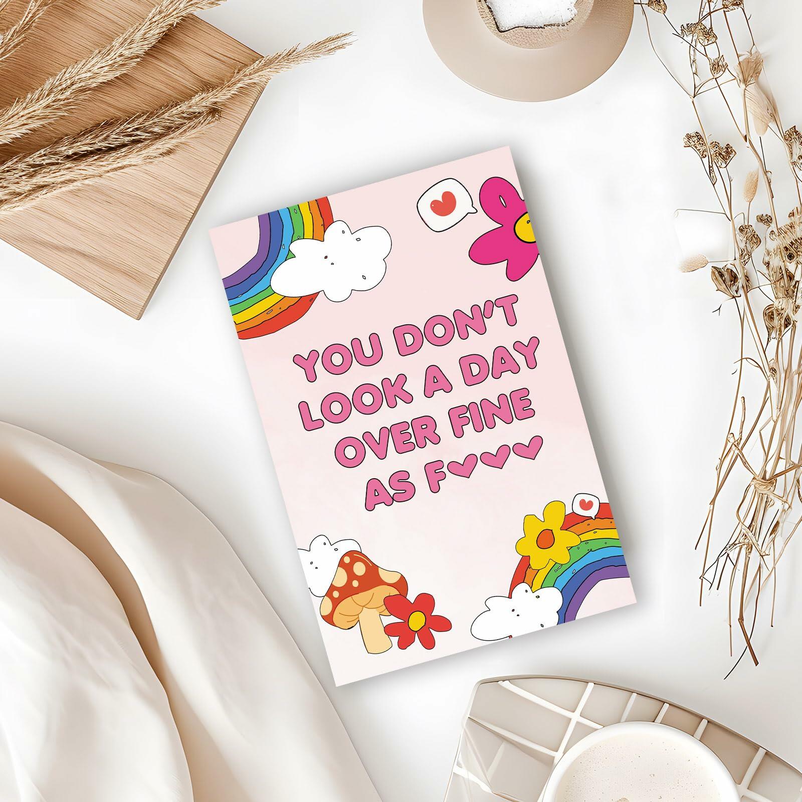 ICOOLYI Funny Birthday Card for Her Humorous Rainbow Unique Playful