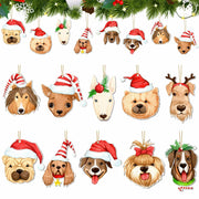 Thyle 24 Pc Dog Christmas Ornaments Wood Puppy Hanging Gold Rope Xmas