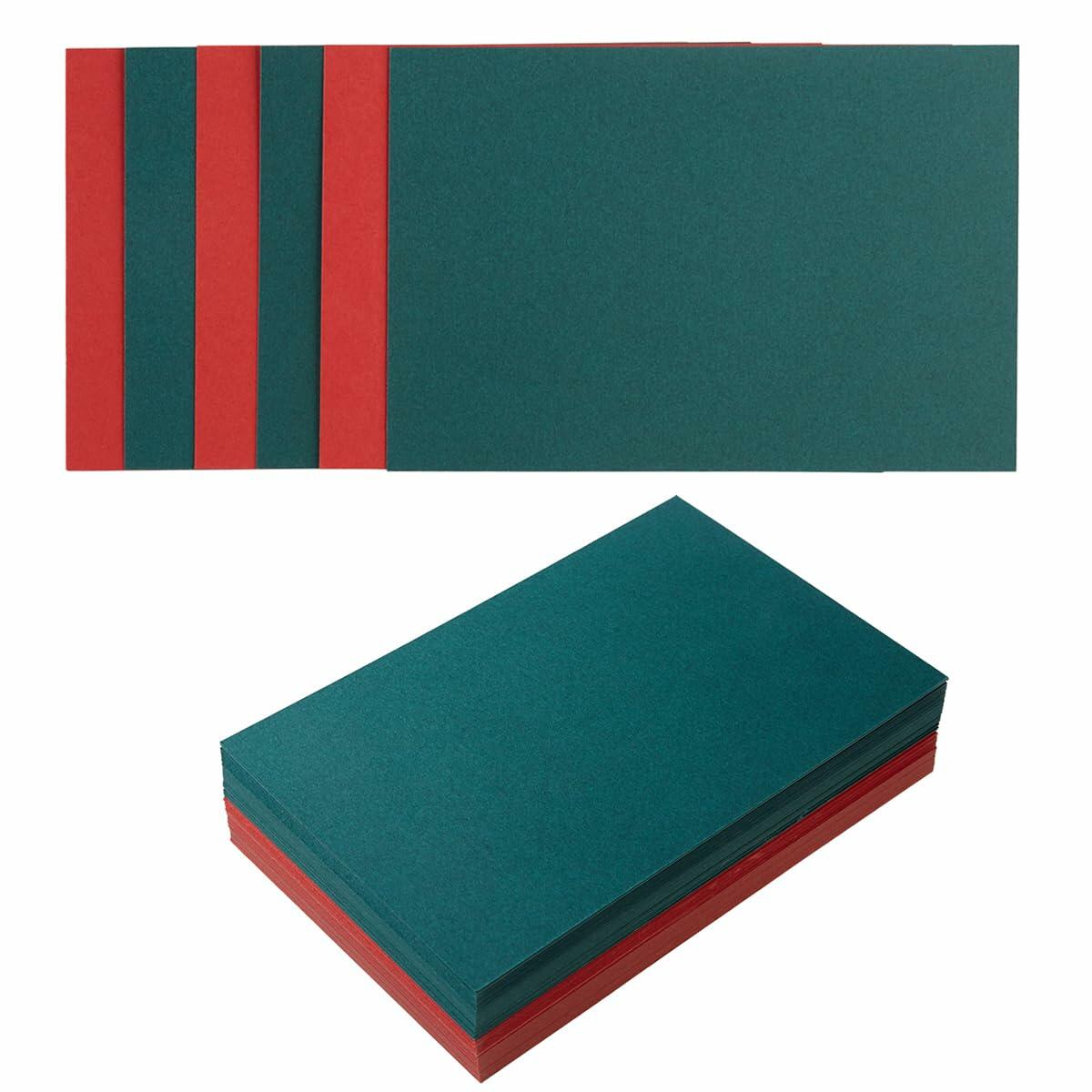 100 Sheets Christmas Cardstock Paper 250 GSM Thick 5x7in Green Red