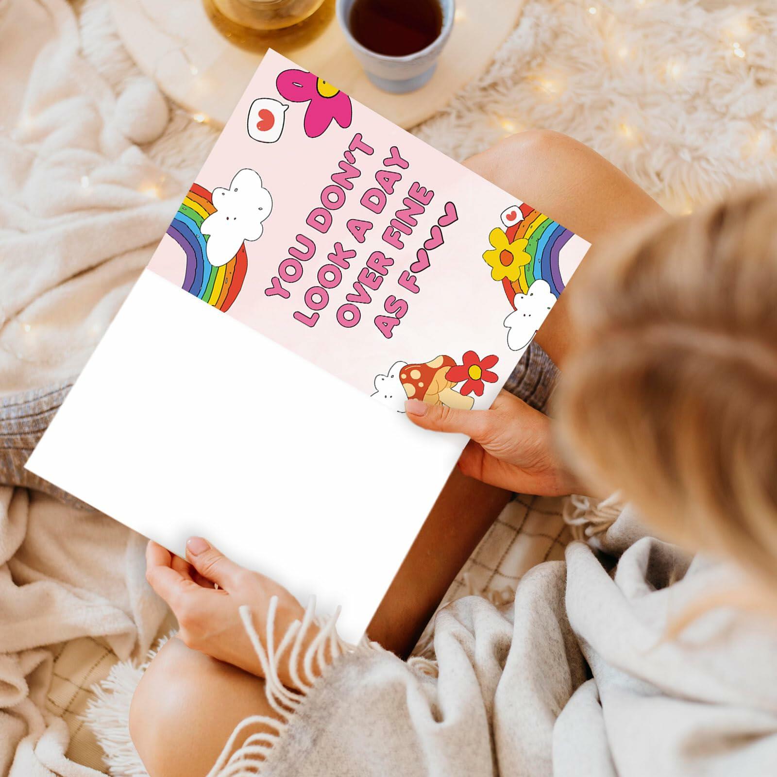 ICOOLYI Funny Birthday Card for Her Humorous Rainbow Unique Playful