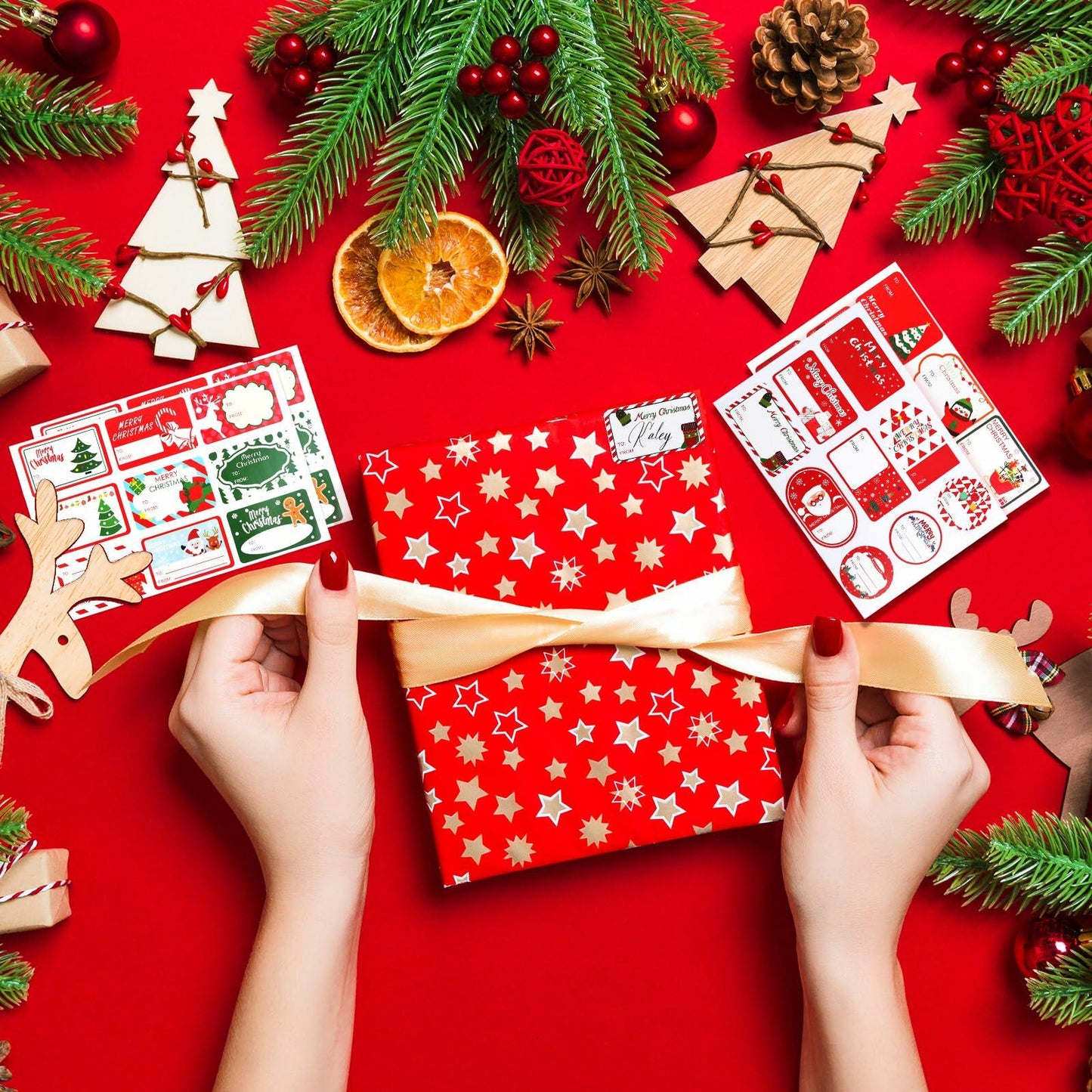 90PC Christmas Stickers & Labels DIY Gift Decoration Self Adhesive Xmas