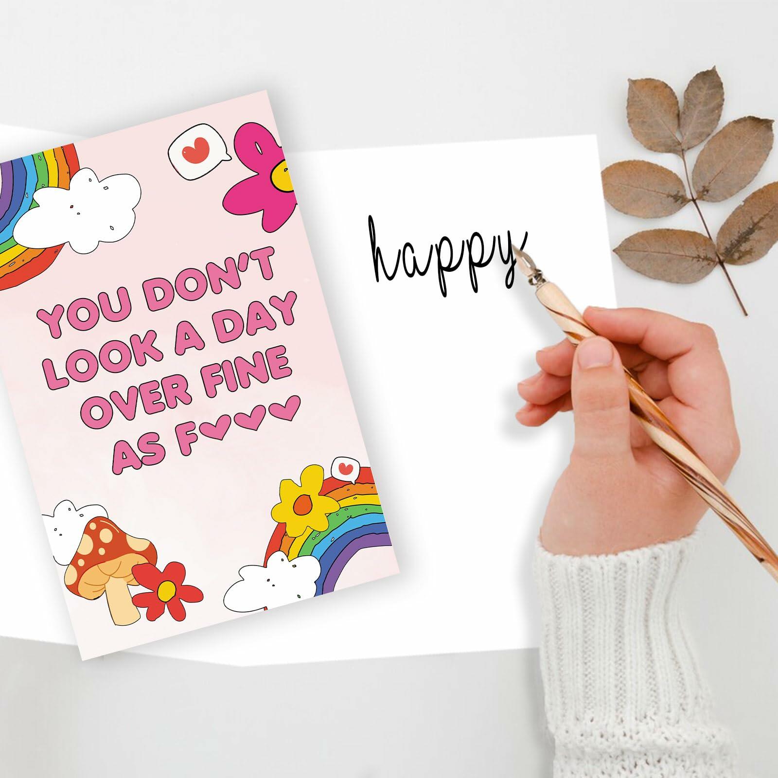 ICOOLYI Funny Birthday Card for Her Humorous Rainbow Unique Playful