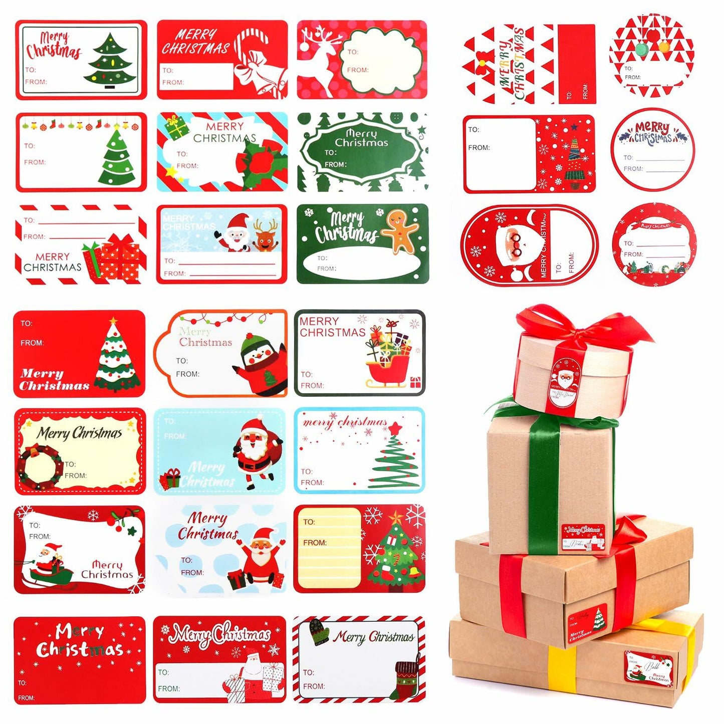 90PC Christmas Stickers & Labels DIY Gift Decoration Self Adhesive Xmas