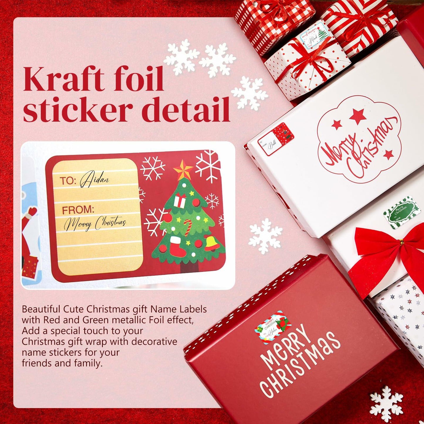 90PC Christmas Stickers & Labels DIY Gift Decoration Self Adhesive Xmas