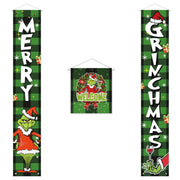 Griinchs Christmas Banner Set of 3 Indoor Outdoor Xmas Porch Wall Decor