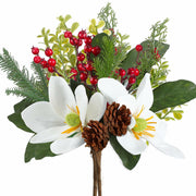Hotop Christmas Floral Picks 16in Magnolia Pine Berry Branches 4 Pcs