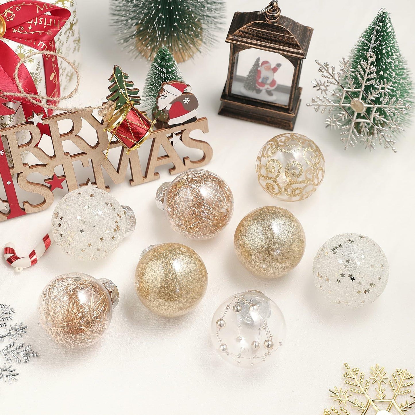 [Like New] YYHUAWU Christmas Ball Ornaments Hanging Tree Decorations Set Xmas Decor