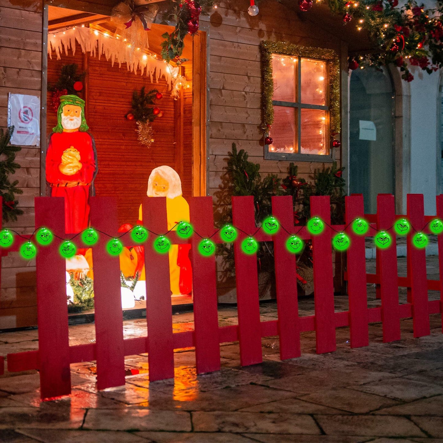 ZOSTA 10ft 20 LED Grinch Christmas Lights Battery Powered Green