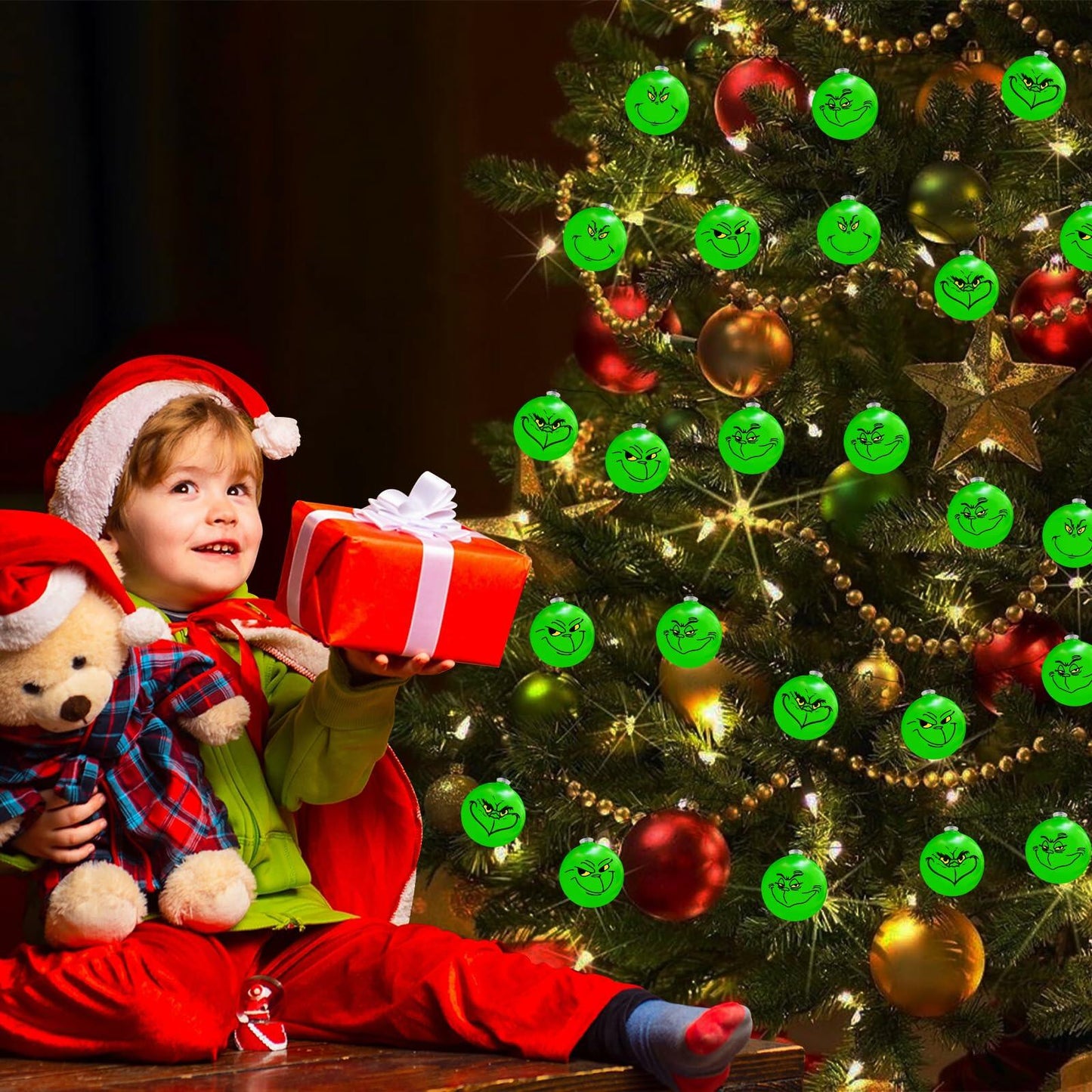 ZOSTA 10ft 20 LED Grinch Christmas Lights Battery Powered Green