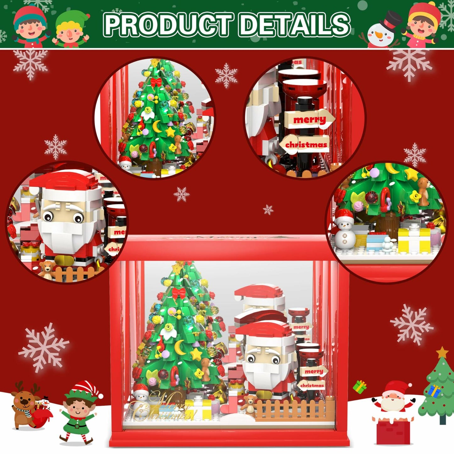 Bestbase Santa Claus Christmas Tree Building Blocks Kit 512pc LED Light