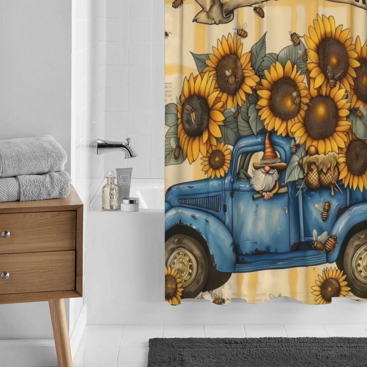 TIPIPARK Sunflower Shower Curtain 72x72 Waterproof Polyester with 12 Hooks