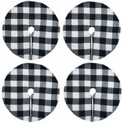 4 Pack Christmas Tree Skirt 15" Black White Buffalo Plaid Holiday Decor