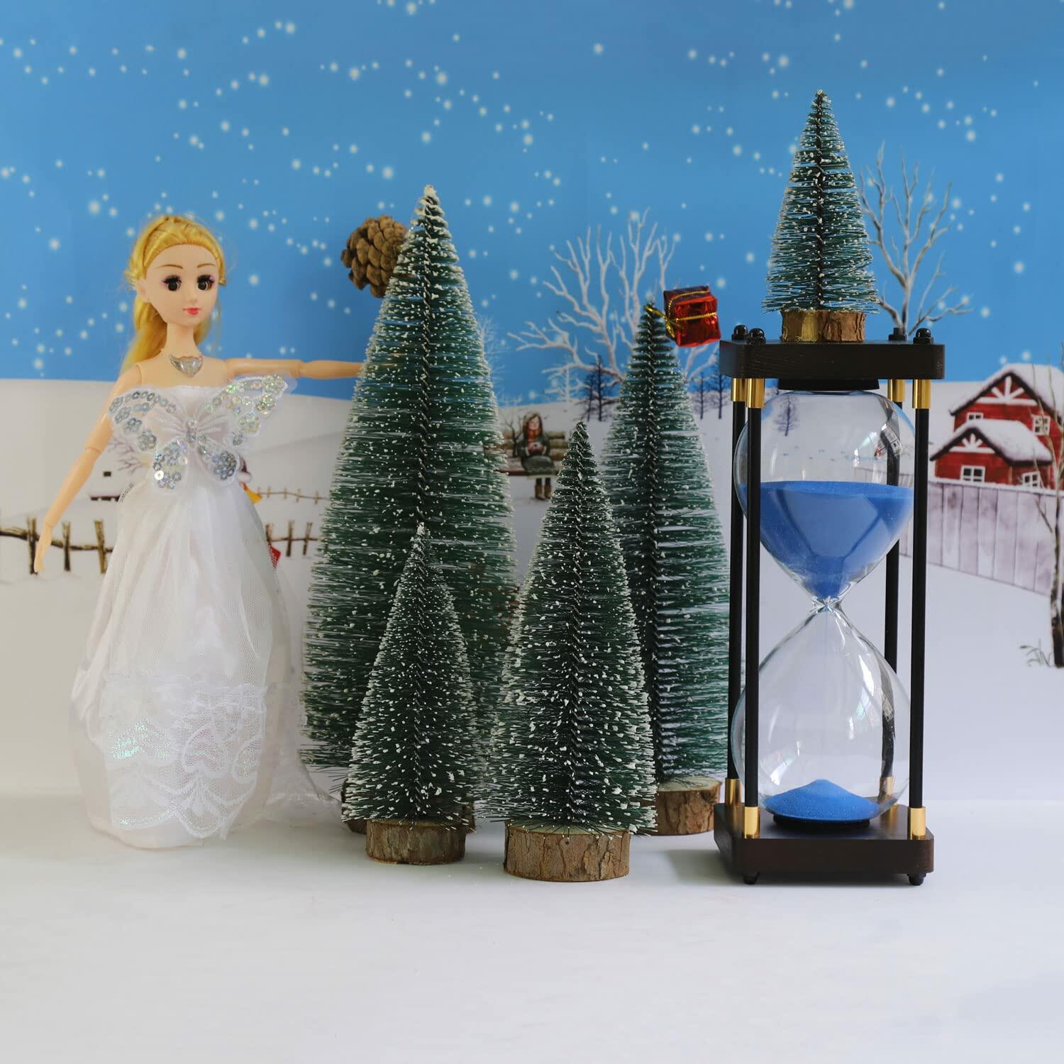 Bottle Brush Mini Christmas Trees Green 4pcs Pine Desktop Craft Decor