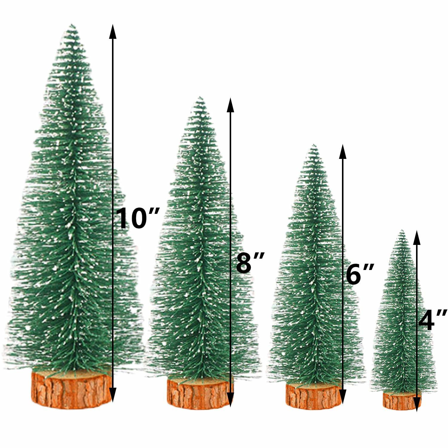 Bottle Brush Mini Christmas Trees Green 4pcs Pine Desktop Craft Decor