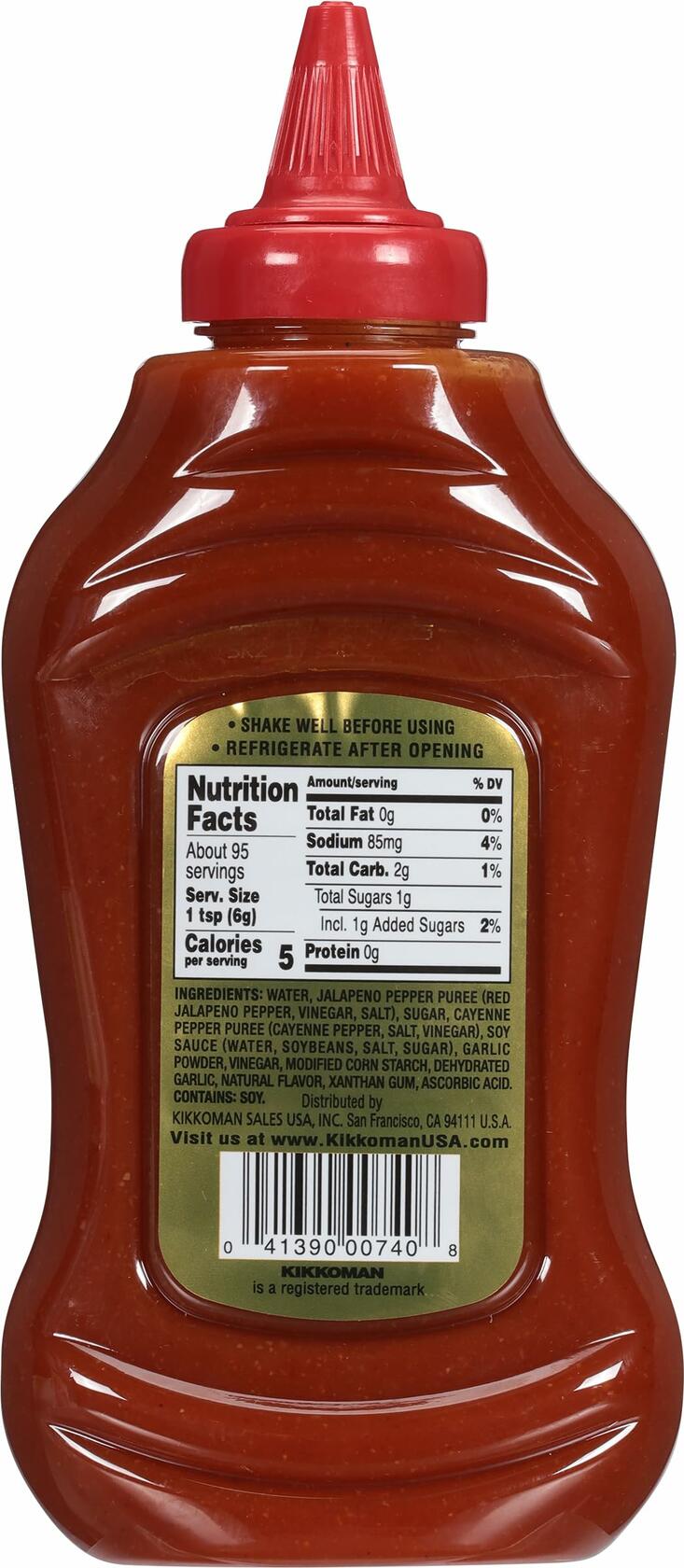 Kikkoman Gluten-Free Sriracha Hot Chili Sauce 20oz Infused with Tamari Soy Sauce