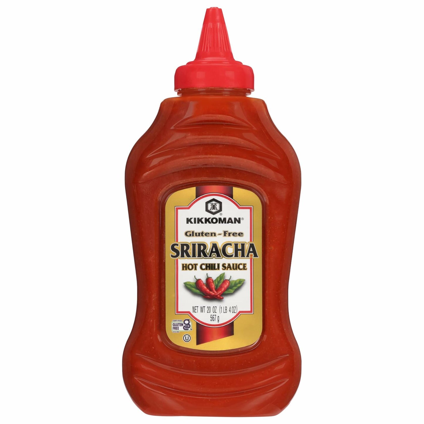 Kikkoman Gluten-Free Sriracha Hot Chili Sauce 20oz Infused with Tamari Soy Sauce