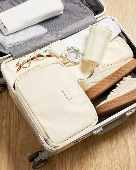 Yikisite Travel Toiletry Bag Hanging Hook Water-resistant Large Beige