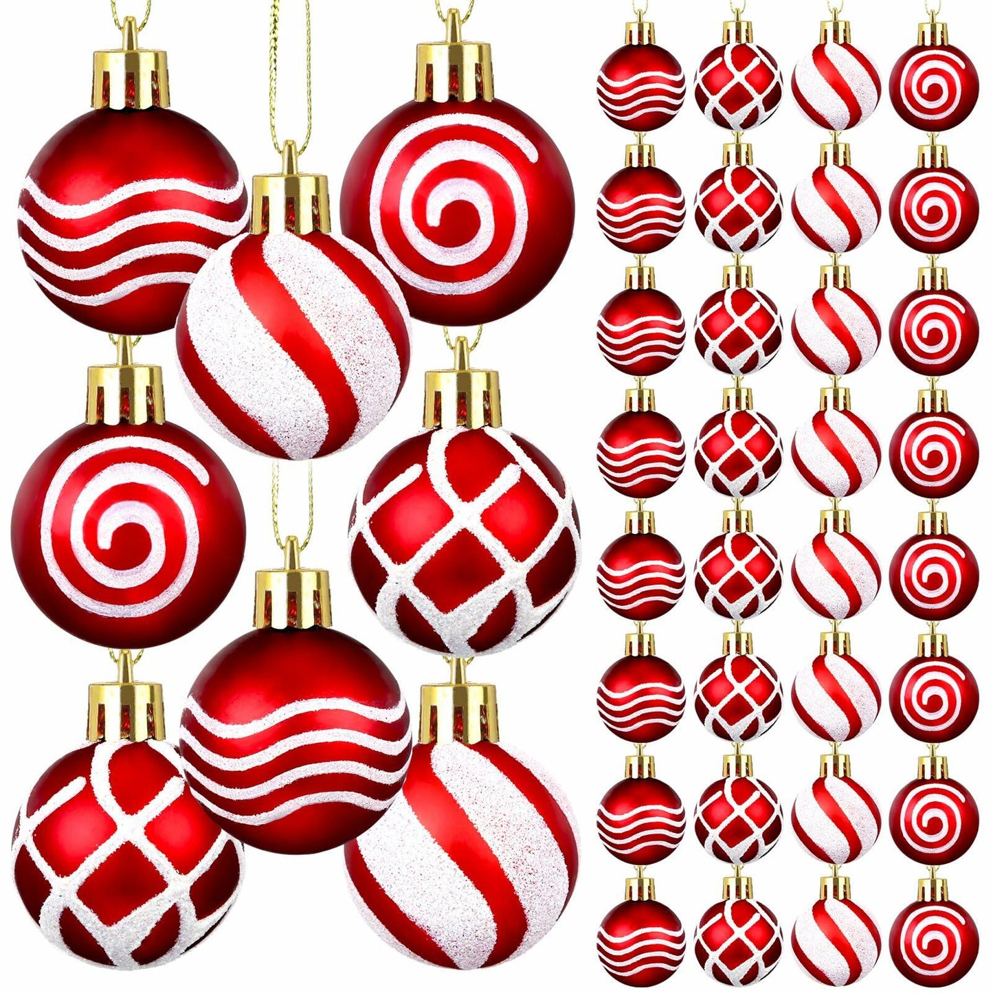 [Like_new] Shappy 72 Pcs Mini Red Christmas Ball Ornaments Xmas Tree Decorations