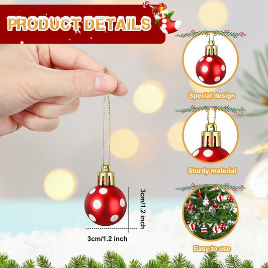 [Like_new] Shappy 72 Pcs Mini Red Christmas Ball Ornaments Xmas Tree Decorations