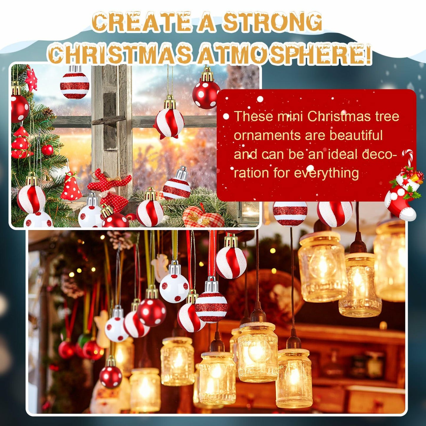 [Like_new] Shappy 72 Pcs Mini Red Christmas Ball Ornaments Xmas Tree Decorations