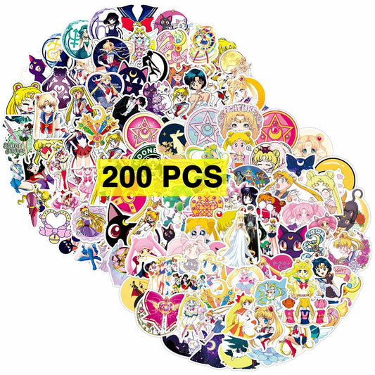Babymiu Anime Moon Stickers 200 Pcs Vinyl Decals Party Supplies BA189