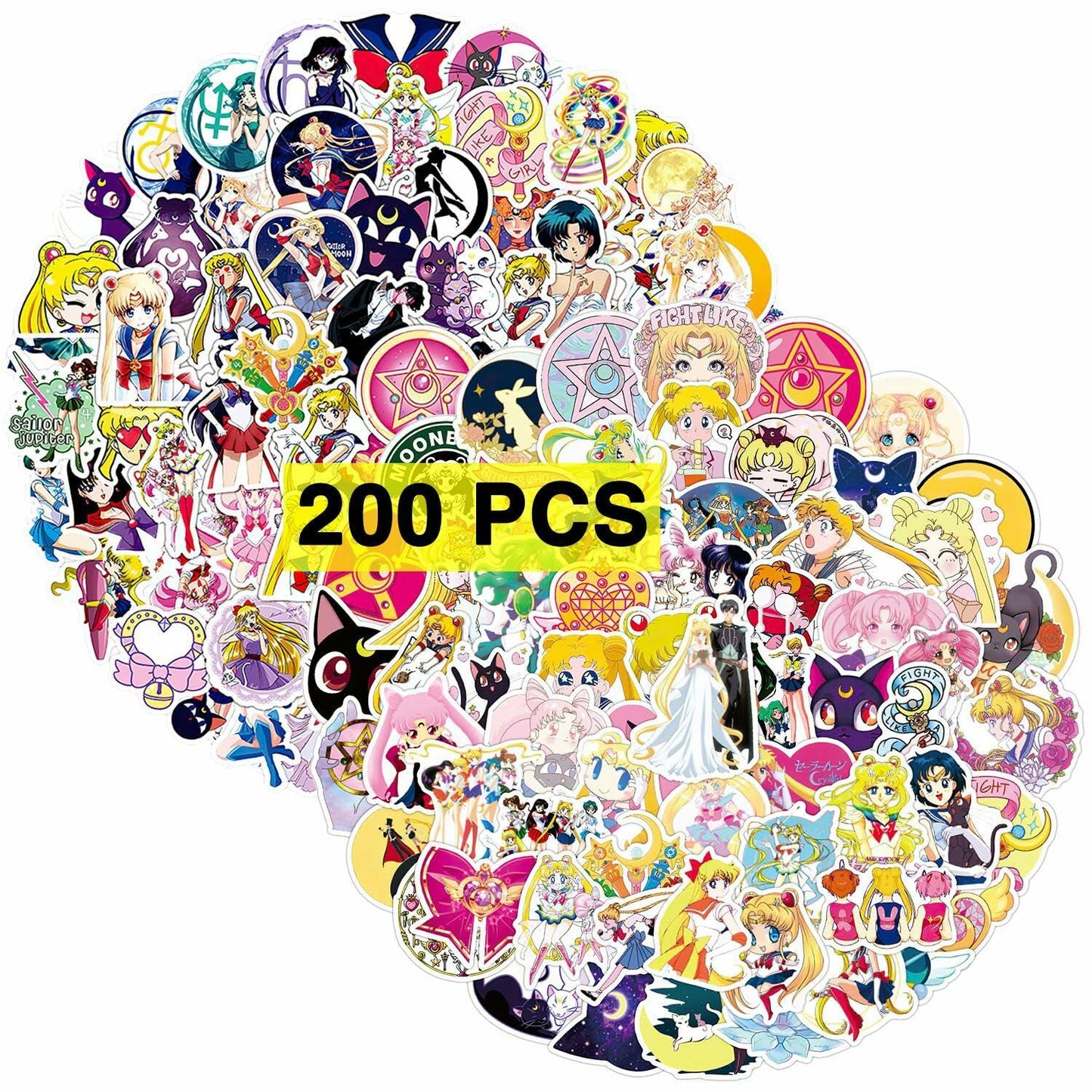 Babymiu Anime Moon Stickers 200 Pcs Vinyl Decals Party Supplies BA189