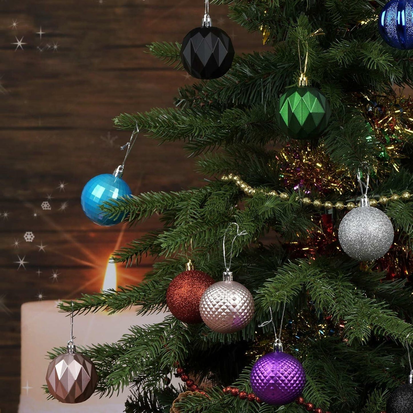 Emopeak 12Pcs Shatterproof Christmas Tree Ornaments 3.15in Dark Green