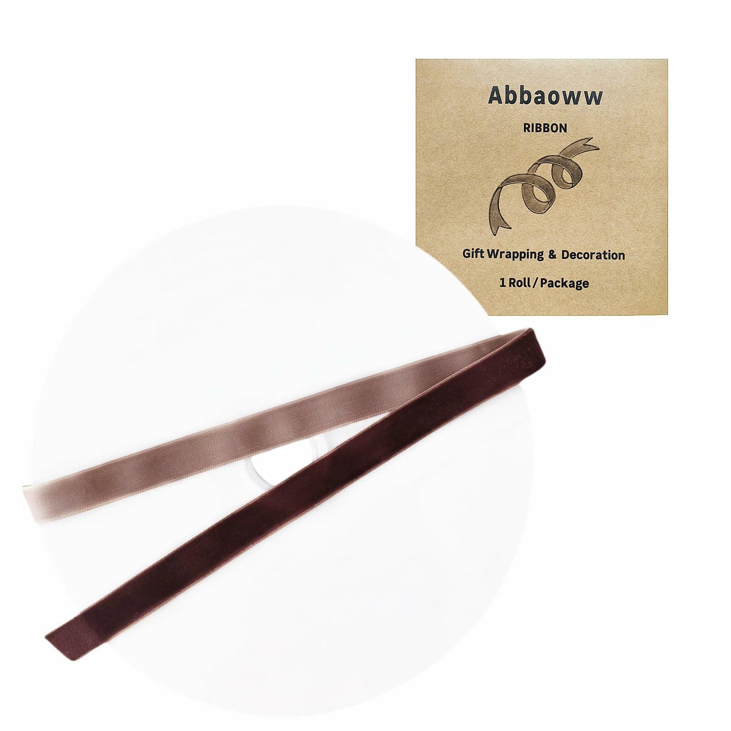 Abbaoww Coffee Velvet Ribbon 5/8 Inch 25 Yards Single Face Velvet Ribbon
