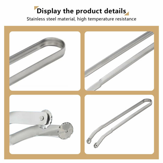 QKFU Stainless Steel BBQ Rotating Tongs for Meat and Vegetables 15 Inch