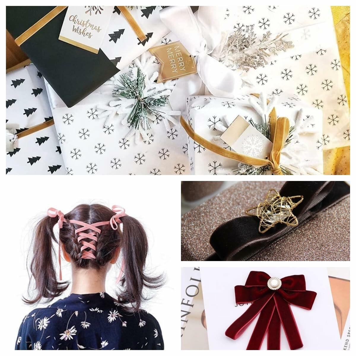 Abbaoww Coffee Velvet Ribbon 5/8 Inch 25 Yards Single Face Velvet Ribbon