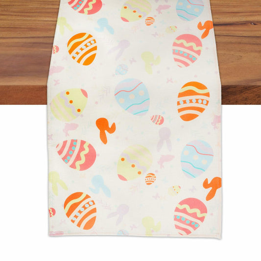 QIHOMPIB Easter Table Runner Colorful Eggs Polyester 13x72 Inch