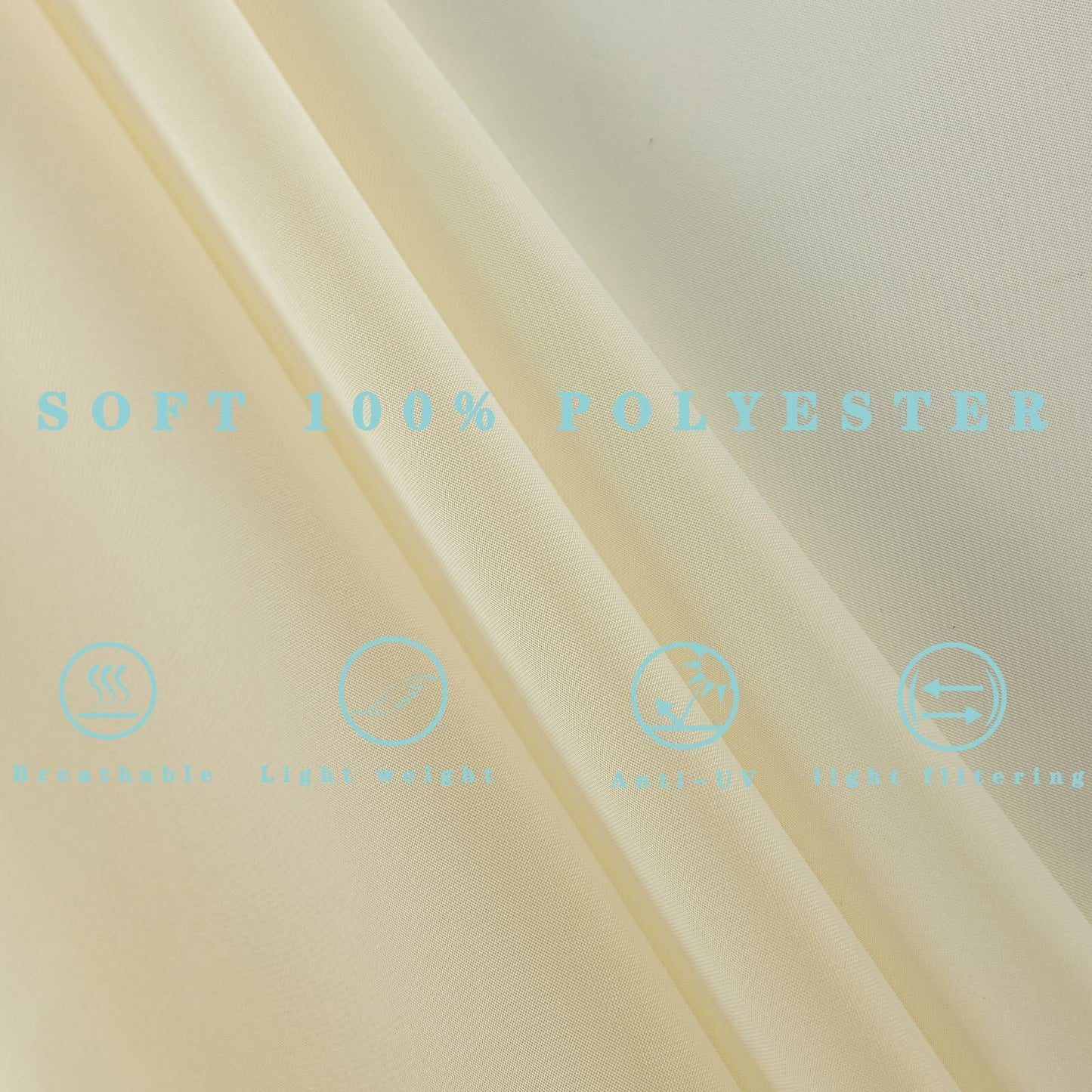 AZRMT Curtains 2 Panels 37x63in Light Filtering Sheer Rod Pocket Soft Beige