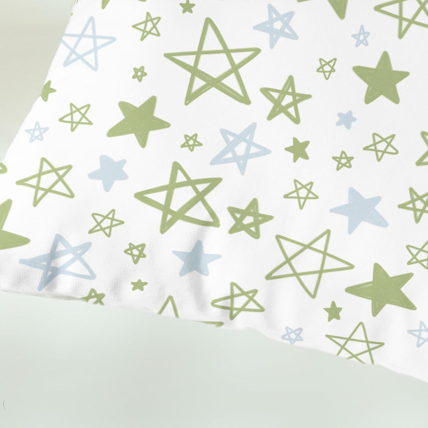 CaliTime Throw Pillow Covers Pack of 2 Cozy Fleece Stars 18x18in Sage Green