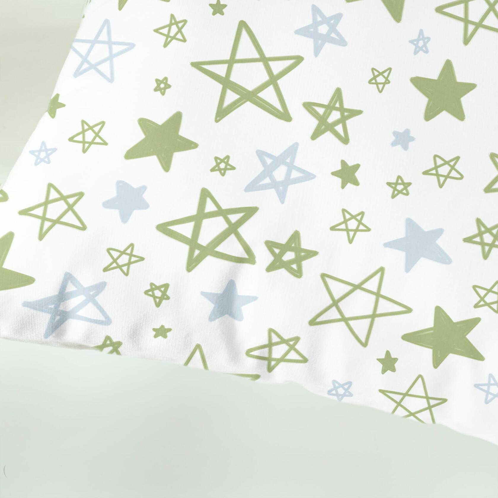 CaliTime Throw Pillow Covers Pack of 2 Cozy Fleece Stars 18x18in Sage Green